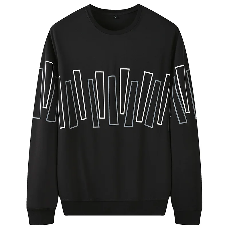 

Autumn new men's alphabet long sleeve T-shirt fashionable fat plus large black round neck sweater