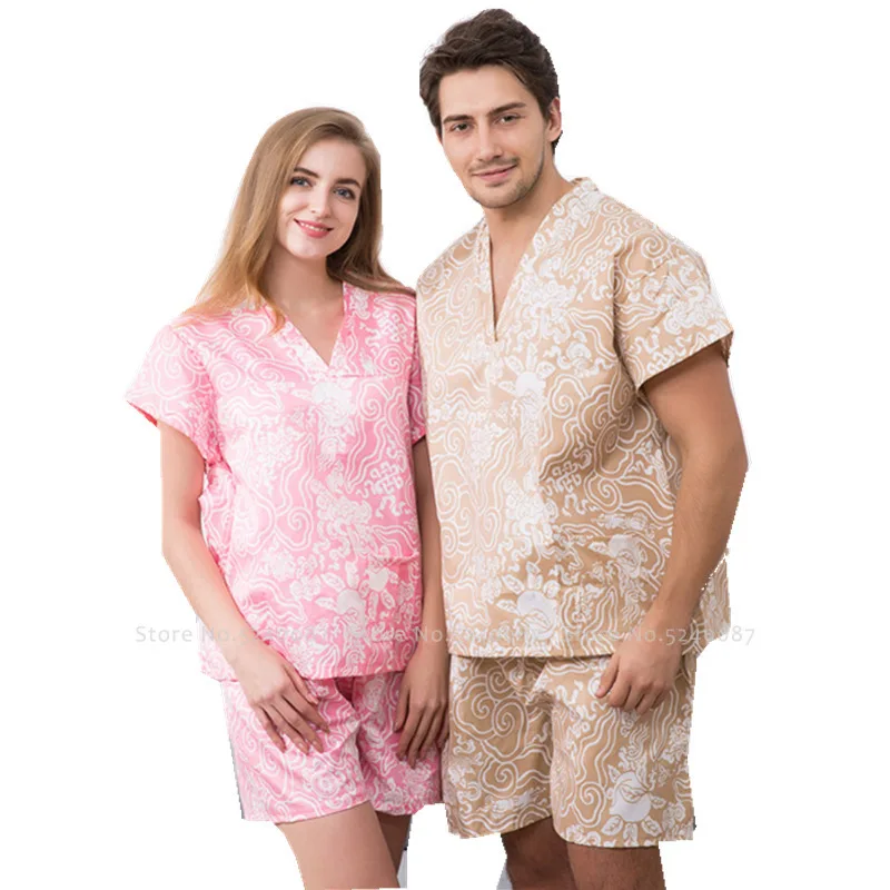 Женское и мужское кимоно с футболкой шортами для сауны спа китайские корейские