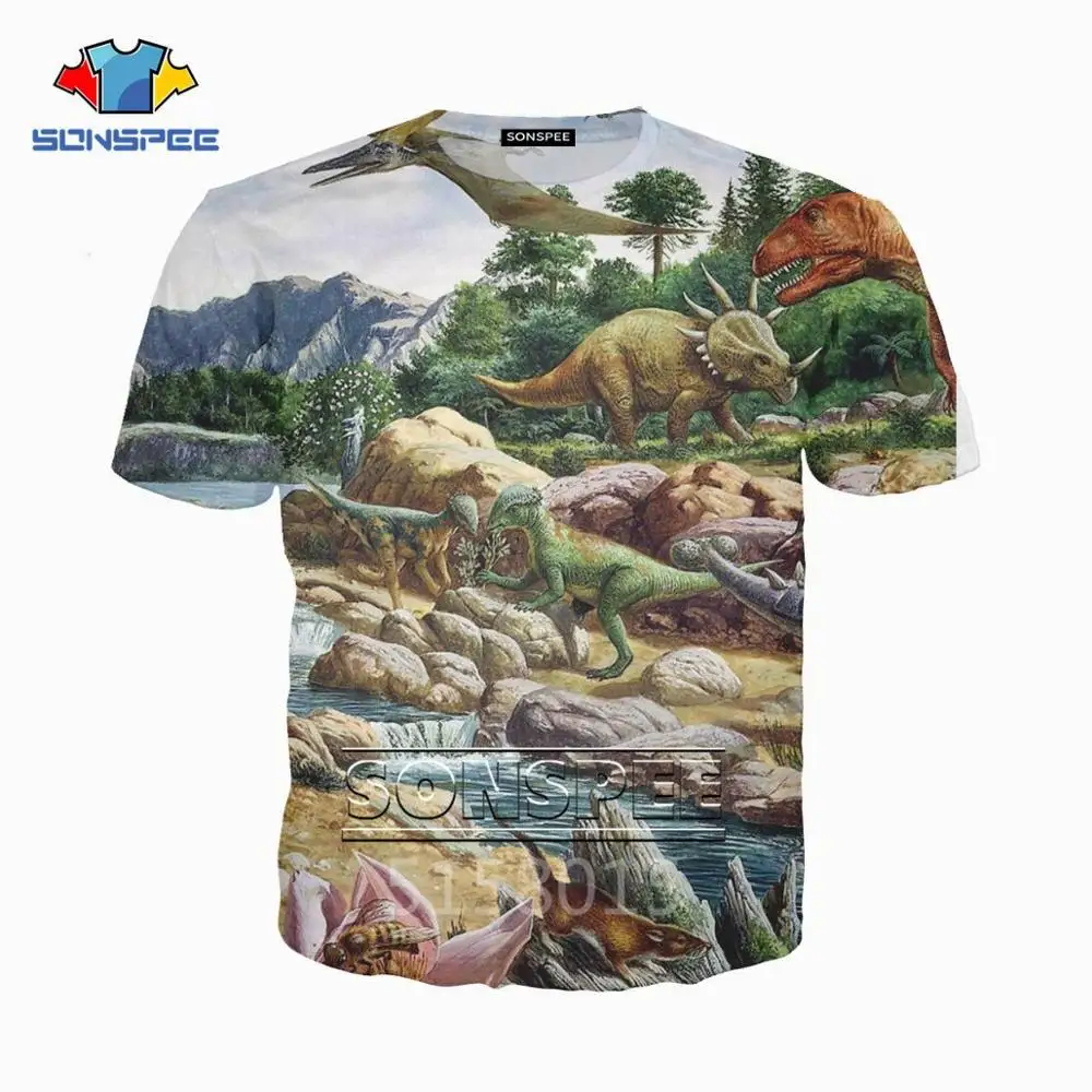SONSPEE/новая одежда для мужчин и женщин с 3D принтом динозавра Юрского периода Harajuku