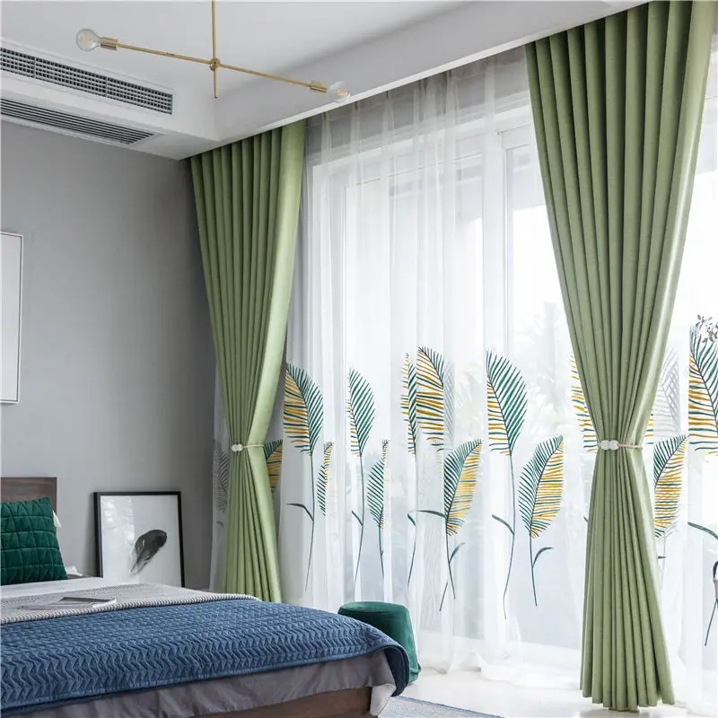 Американское роскошное листья отвесные занавески для гостиной занавес комнаты