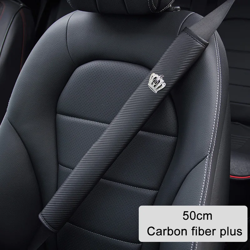 

Car Seat Belt Shoulder Guard Four Seasons Carbon Fiber Leather Lengthened Padding Pad Car Interior Accessories