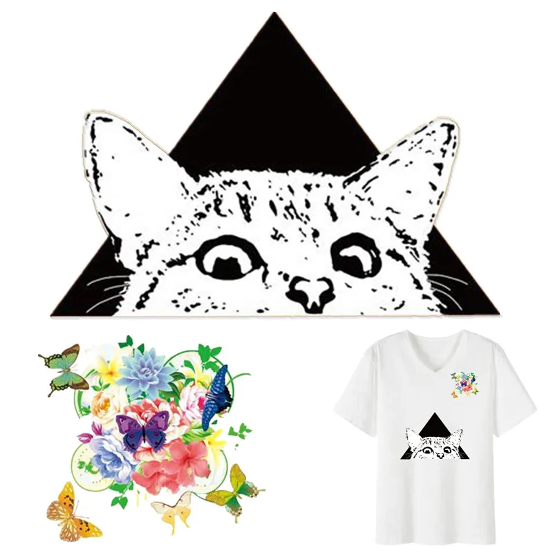 Нашивка странные вещи ПВХ милый кот железные наклейки для переноса одежды