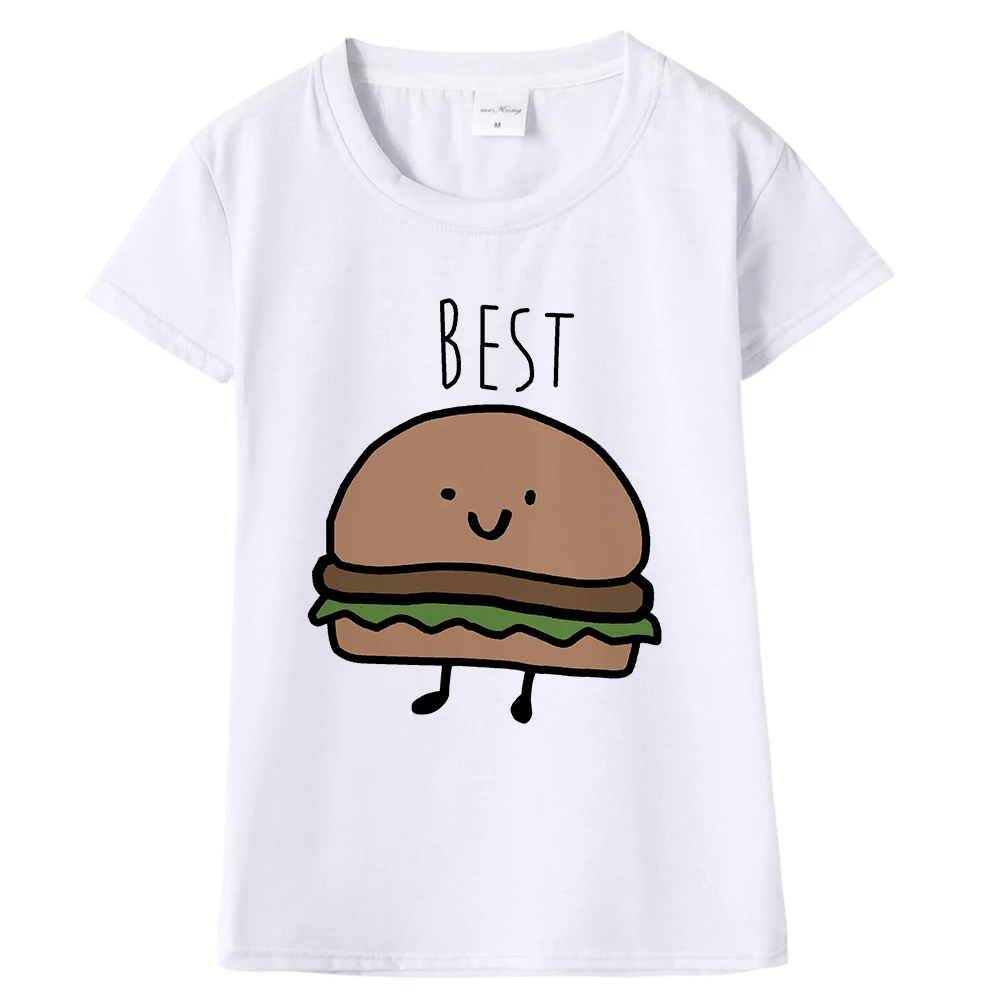 Забавный дизайн Best Friend одинаковые футболки BFF Футболка женская фаст фудов с
