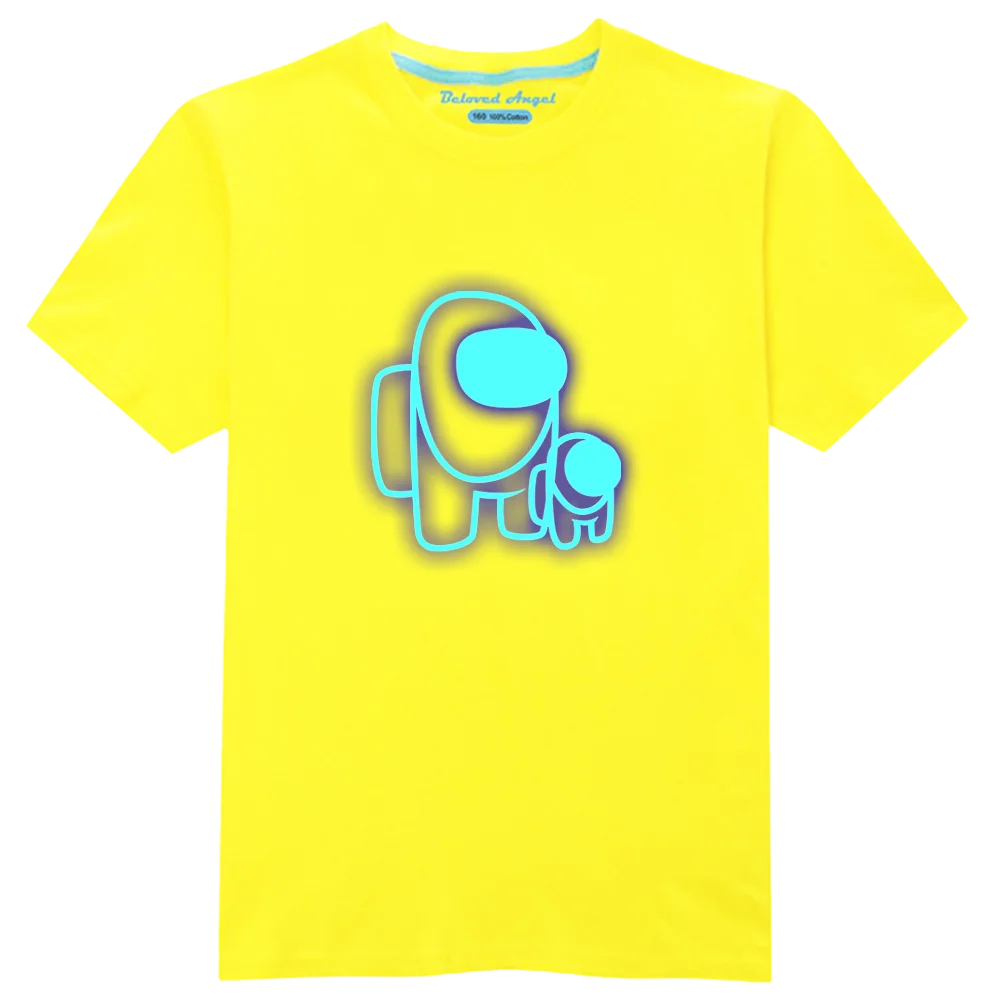 

New 3D Print Funny Luminous T-Shirt Girls Tops Baby Boys Summer Clothes 2021 Fashion Casual Cartoon Short Sleeve 3-15 Years Tees