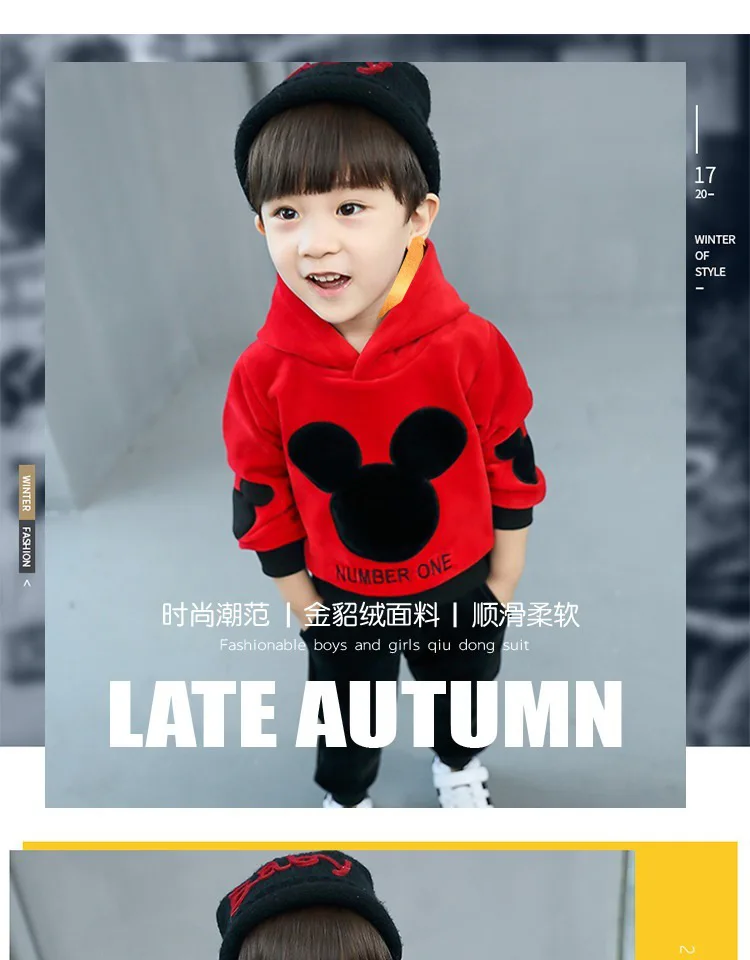 Kids Tracksuit Boys Casual Clothes Set Costume Mickey mouse Sport Suit for Girl Teen Long Sleeve Sweatshirt Hoodies Pant