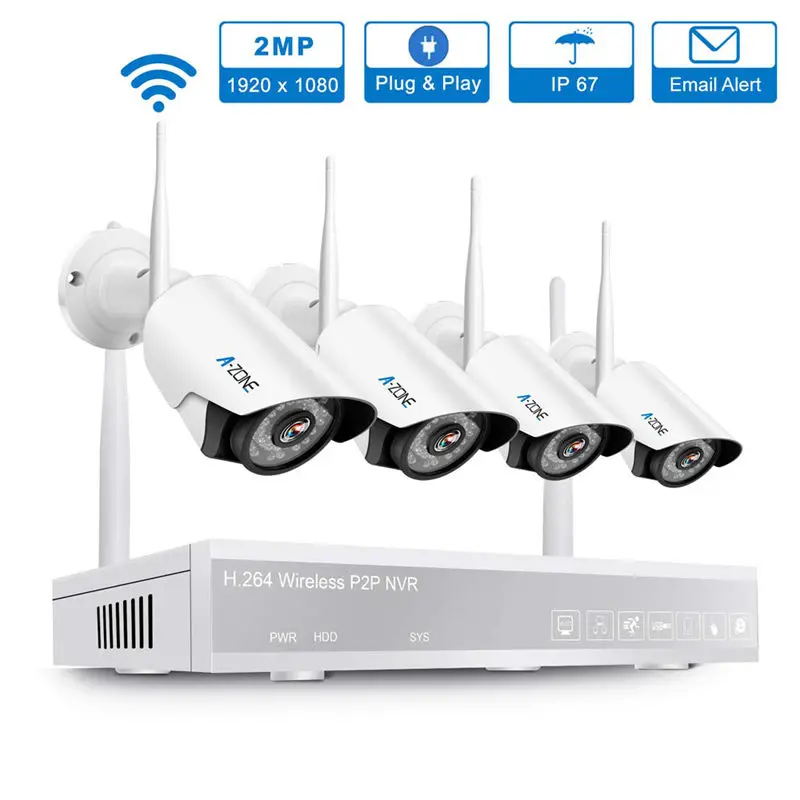 2.0MP 1080P A-ZONE, беспроводная домашняя камера безопасности, комплект 960 P/1080 P, Wifi, CCTV камера наблюдения, система безопасности, набор для внутреннего видеонаблюдения - Цвет: 2.0MP 1080P
