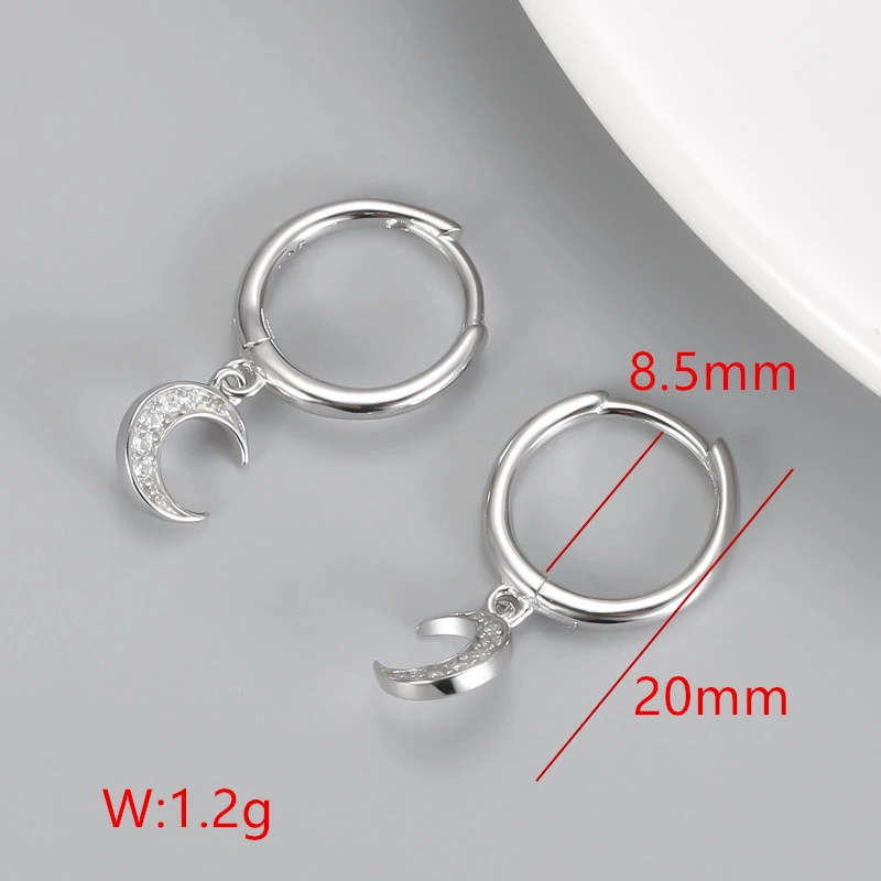 

SUPERAINBOW 925 Sterling Silver Earrings Gold Color Moon CZ Zircon Small Circle Huggie Hoop Earrings For Women Jewelry SR-E250