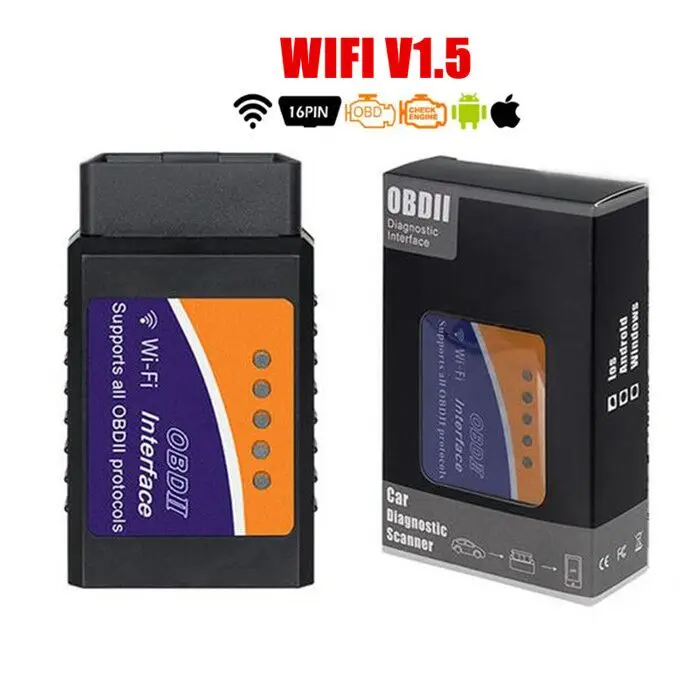 wifi v1.5 Wifi/Bluetooth ELM327 автоматический диагностический сканер OBD2 диагностический инструмент ELM 327 wifi OBDII сканер V1.5/V2.1 беспроводной для Android/IOS - Цвет: wifi v1.5