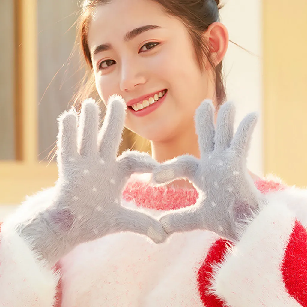 Новые Зимние перчатки для сенсорного экрана женские теплые растягивающиеся