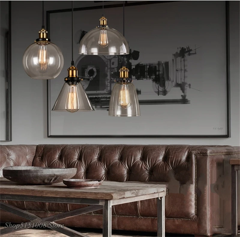 Винтажный стеклянный подвесной светильник в стиле ретро скандинавский домашний