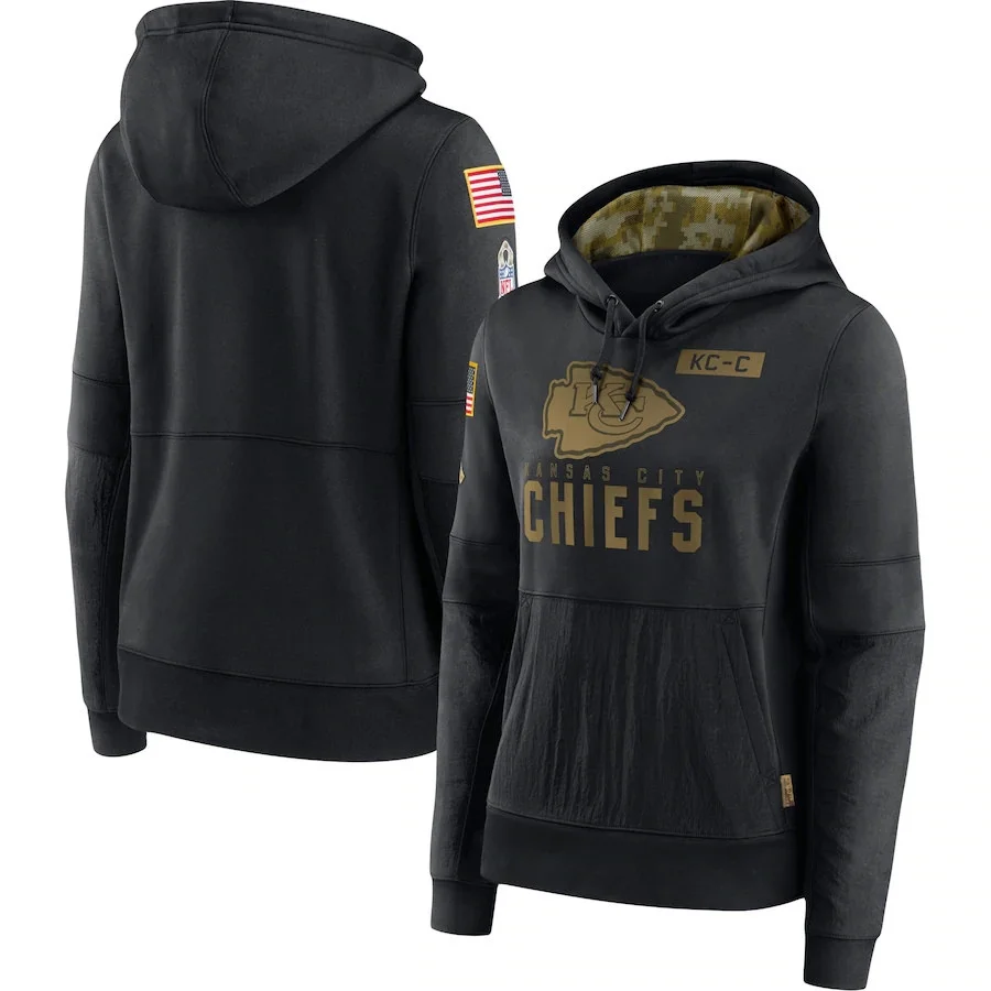 

Kansas City WOMEN Sweatshirt Chiefs 2020 Salute to Service Sideline Performance Pullover football Hoodie S-3XL