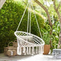hot sale hammock chair hanging chair swing cotton rope indoor macrame swing chairs for bedroom balcony porch