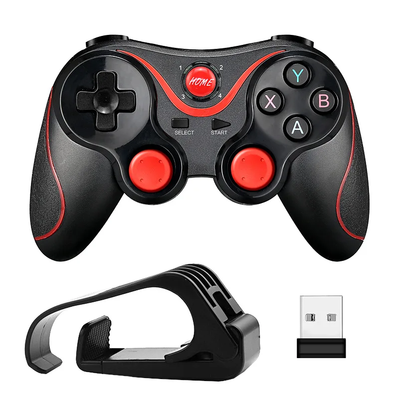 

Wholesale T3 Wireless Joystick Gamepad Game Controller Bluetooth BT3.0 Joystick For Mobile Phone Tablet TV Box Holder For PC