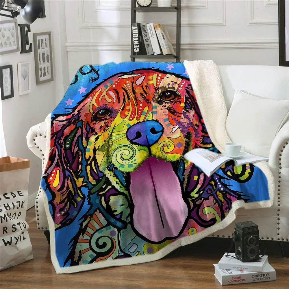 

HKI Dog Comfort Warmth Soft Cozy Air Conditioning Machine Wash Fleece Blanket(Throw 60"x80") (Dog)