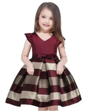 Платье в полоску для маленьких девочек праздничные платья детские костюмы на