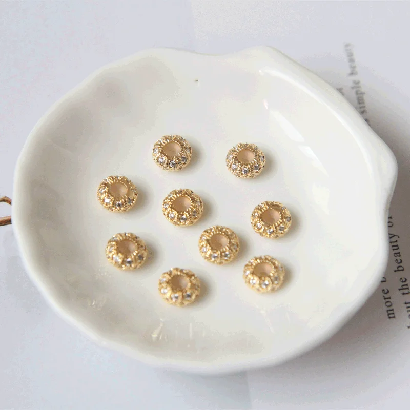 Регулируемые бусины из циркония с медным покрытием 18 К инкрустированные