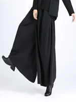 lady trouser skirt casual pants wide leg pants autumn and winter new pure color super loose personality a version skirt design