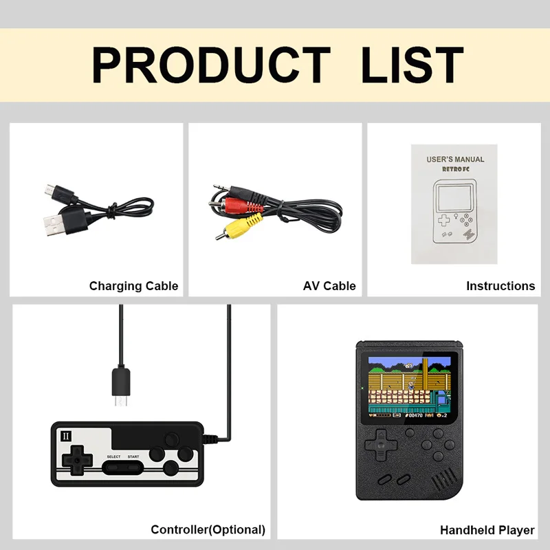 Классическая игровая консоль Sup Game Box ручная ностальгическая модель 400 игр в одном