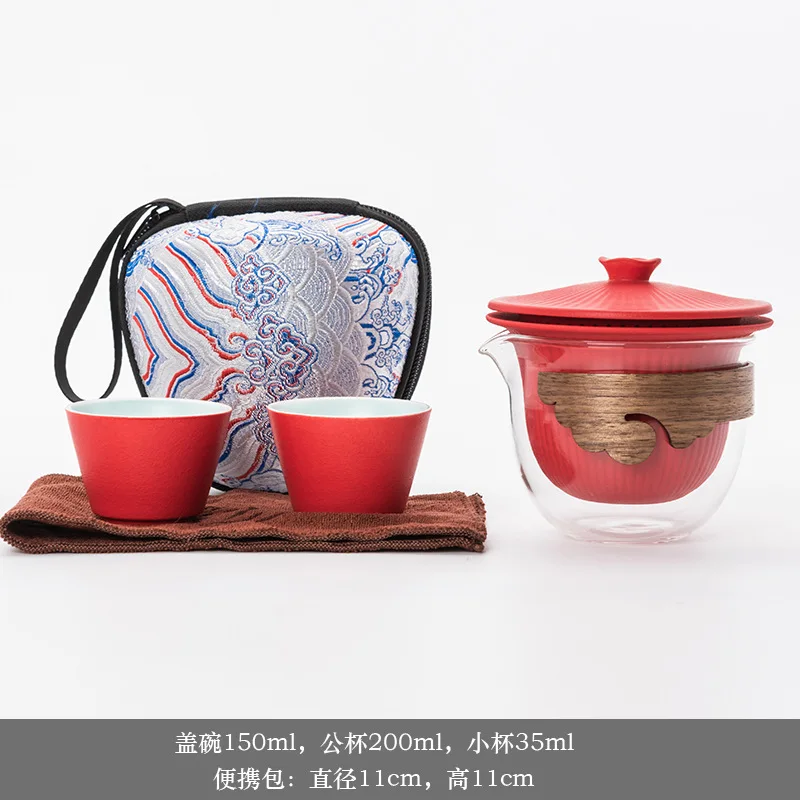 Portable One Pot Two Cups Retro Chinese Designer Kungfu Teapot Teacup Simple Outdoor Travel Tea Set Cool Teaware Gift | Дом и сад