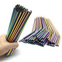 100pcs metal straws reusable 304 stainless steel straws colorful eco friendly drinking straws for bar party drinkware accessory