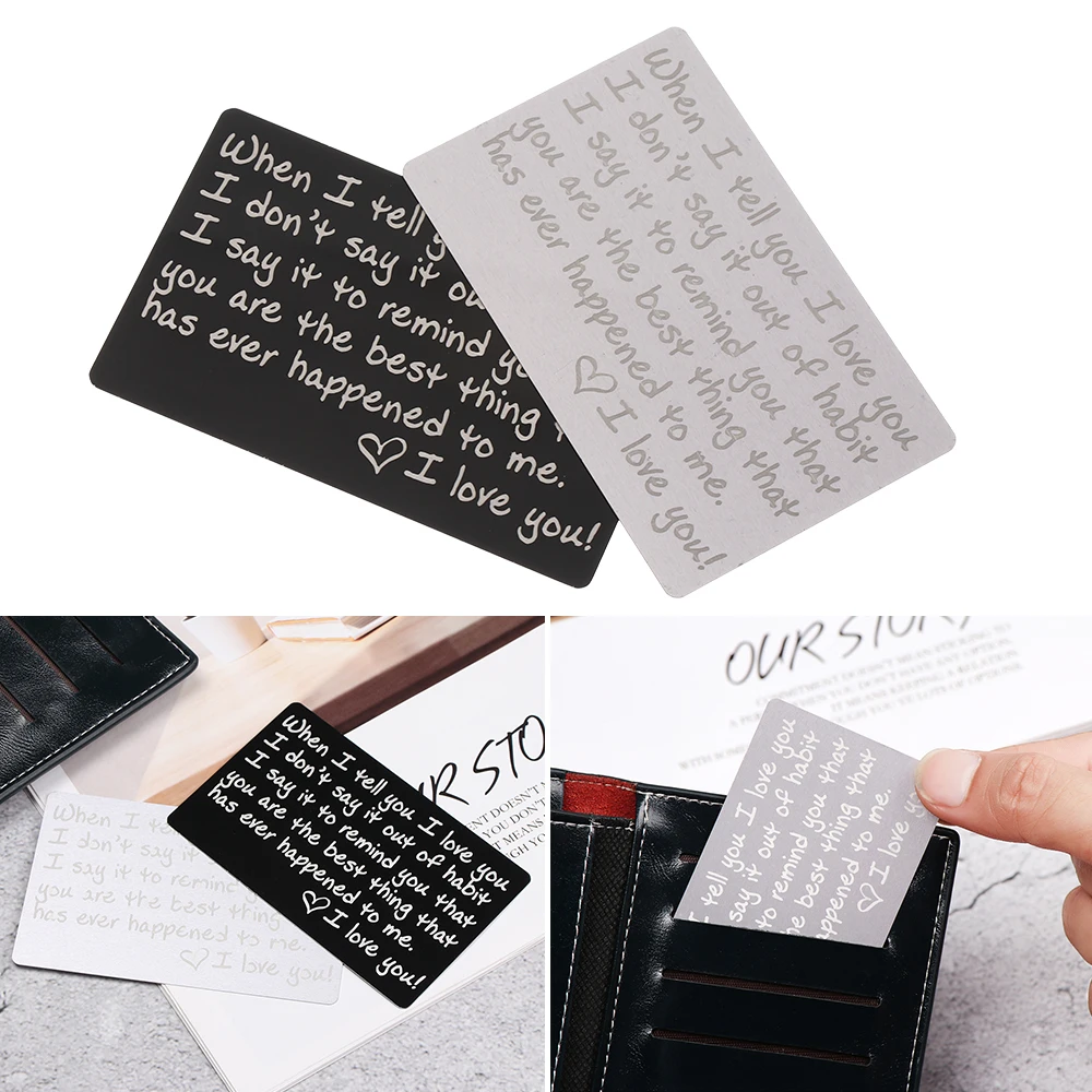 Mini Love Note, кошелек подарки для бойфренда, бумажник для карт, с гравировкой, Перманентная гравировка, юбилейные подарки для мужчин, вечерние сувениры
