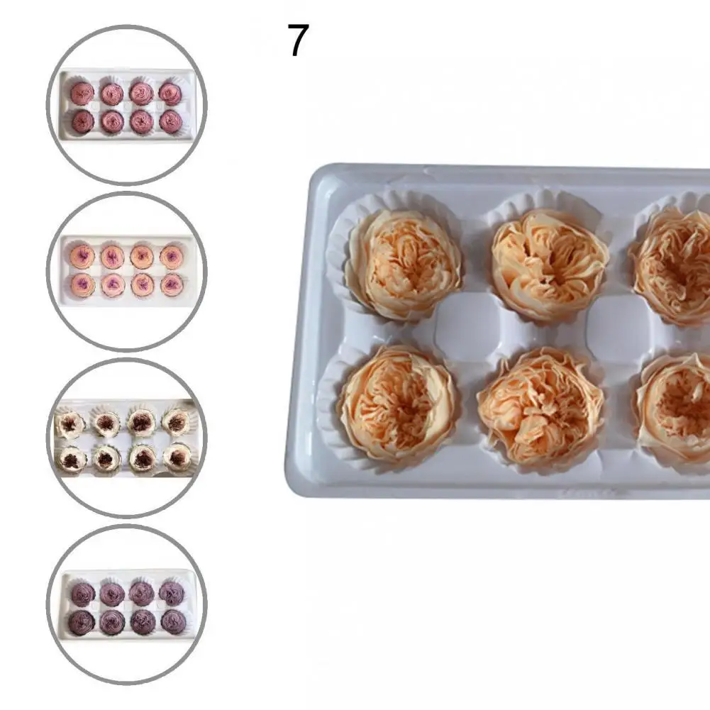 

Fresh 8Pcs/Box Delicate Cake Decorating Preserved Flowers Multiple Colors Gift Floral Box Real-Looking Wedding Decorations