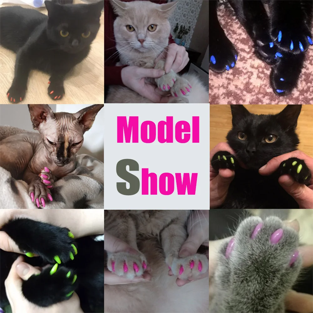 100 Pcs Nail For Cat Grooming Cover Paws Anti-Scratch Kitten Claw Caps Dog Soft Silicone Protect With 5 Adhesive Glue |