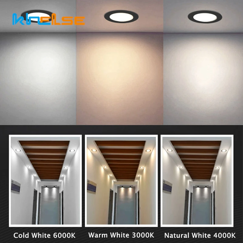 Ультратонкий Светодиодный потолочный светильник 3 Вт/12 Вт встраиваемая Круглая