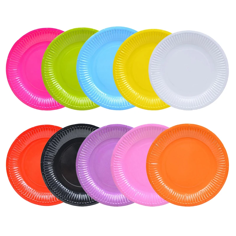 Популярные 10 шт одноразовые тарелки цветной картон детский ручной DIY день