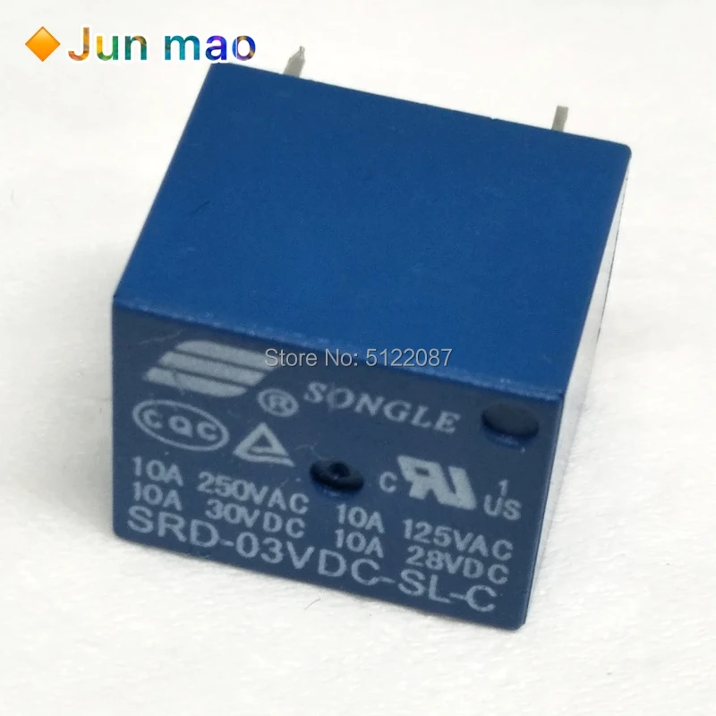 5 шт. реле SRD-03VDC-SL-C Rele 3V 10A 250VAC 30VDC времени мощности 5PIN 03V Оригинальное Высокое