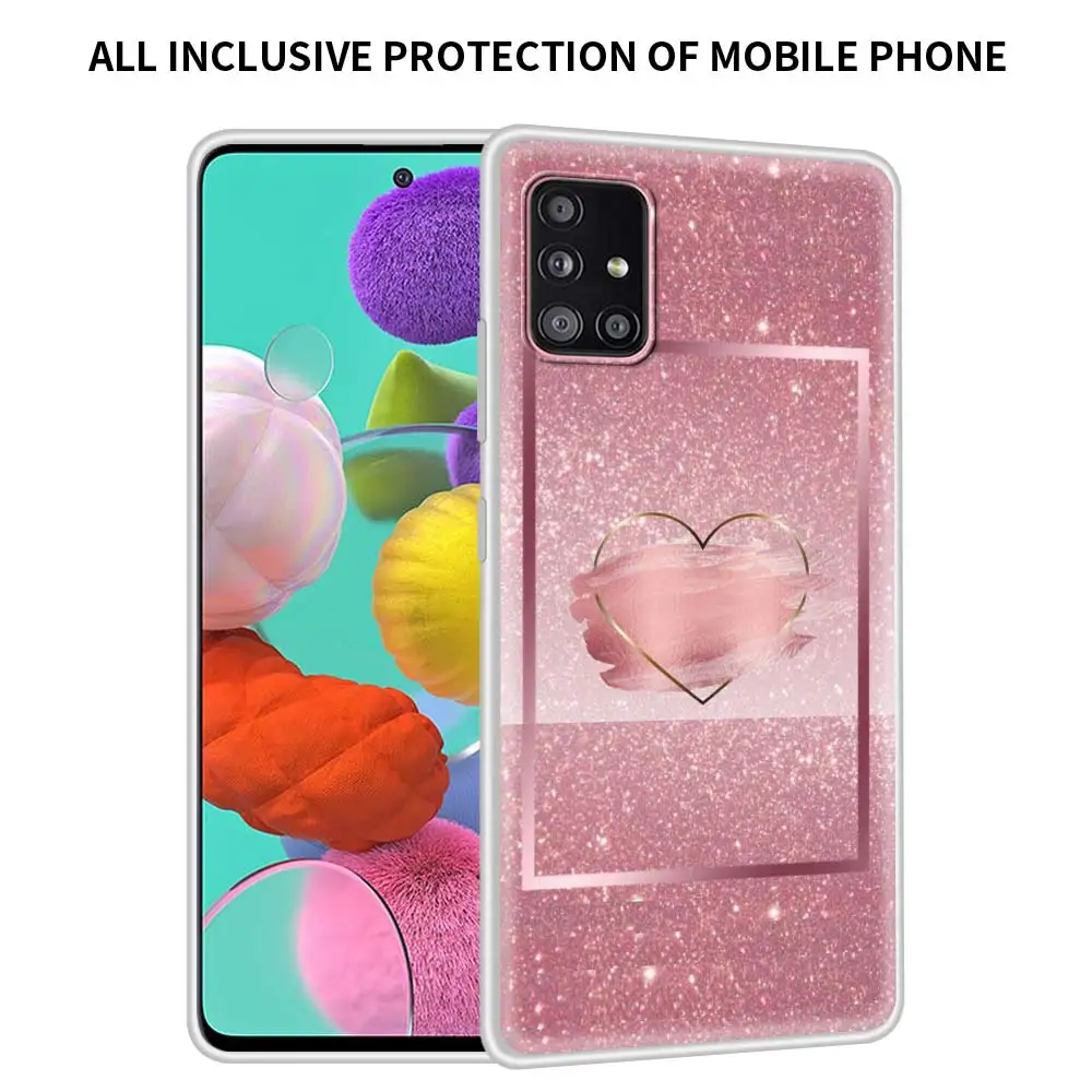 

Gold Rose Love Heart Case For Samsung Galaxy A51 A71 A21s A31 A41 A12 A72 A32 A52 5G A91 A11 Matte Soft Phone Cover Fundas
