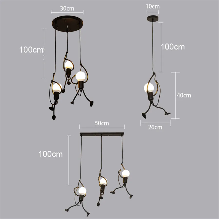 

E27 Nordic Little Man Pendant Lights Climbing Man Pendant Lamp Metal Cord Pendant Lamp Cartoon Pendant Hanging Lamp