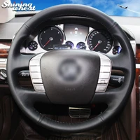 black leather car steering wheel cover for volkswagen vw phaeton 2004 2015