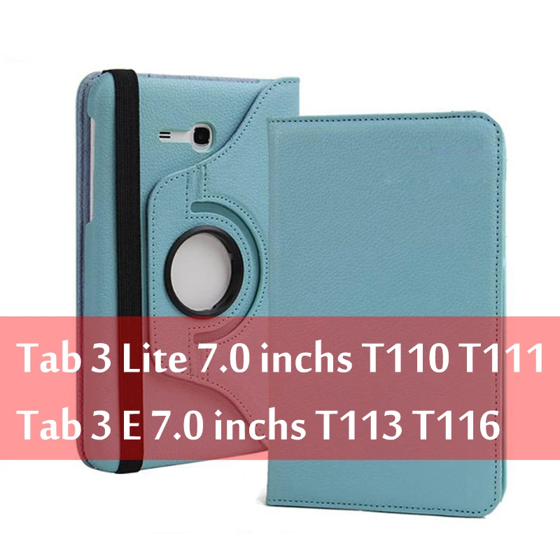 Sky Blue Чехол для планшета samsung Galaxy Tab 3 Lite " SM-T110 T111 Tab E 7,0" SM-T113 T116, вращающийся на 360 градусов, кожаный чехол-книжка Funda Capa - Цвет: Sky Blue