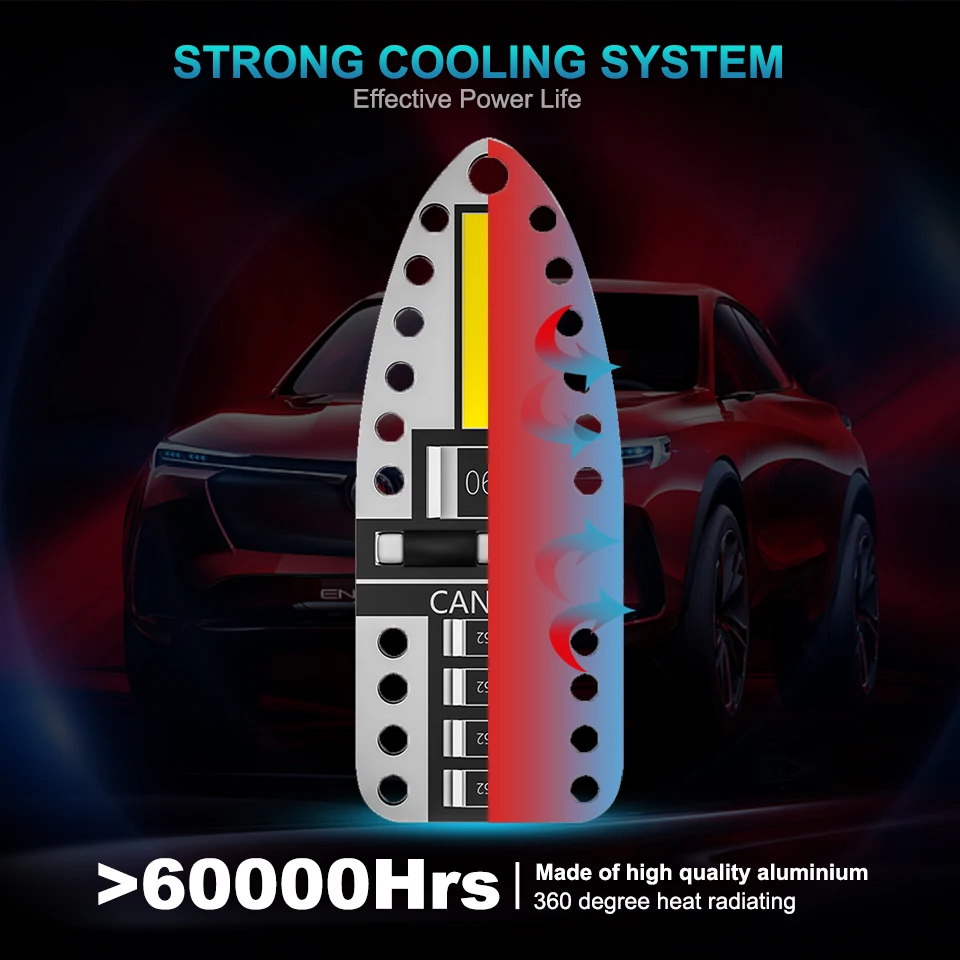 ANMINGPU 10X Signal Lamp W5W LED Canbus T10 Bulbs 7020SMD Auto Led Interior Car Lights Clearence Light Dome 6000K 12V | Автомобили и