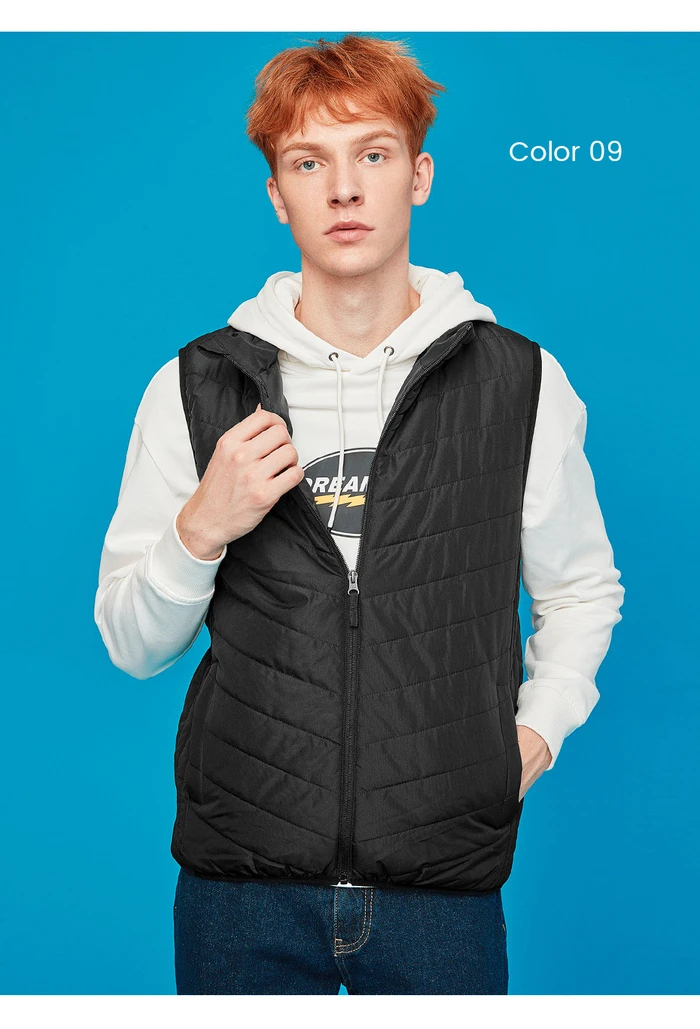 Giordano мужские куртки со стоячим воротником, без рукавов, стеганая куртка Homme с двойным карманом на молнии, Теплая мужская куртка, 01079724