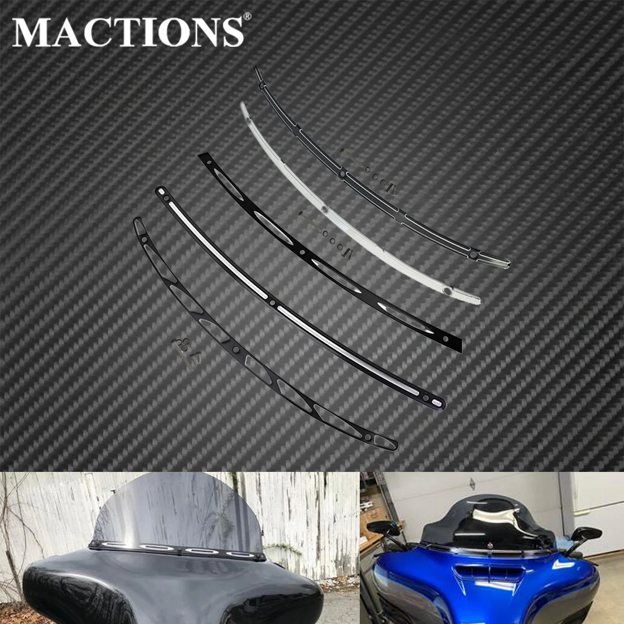 Parabrisas negro/cromado para motocicleta, embellecedor de aluminio CNC para Harley Touring Electra Street Glide triglide 2014-2021 2022