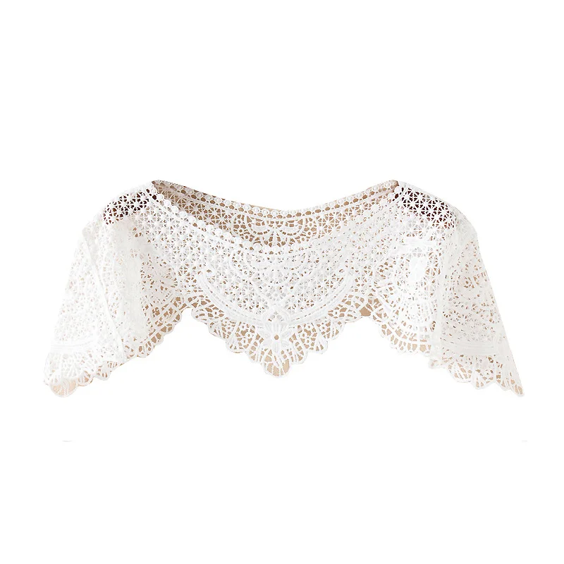 Летняя вязаная кружевная куртка с воротником вырезами без бретелек шаль жилет