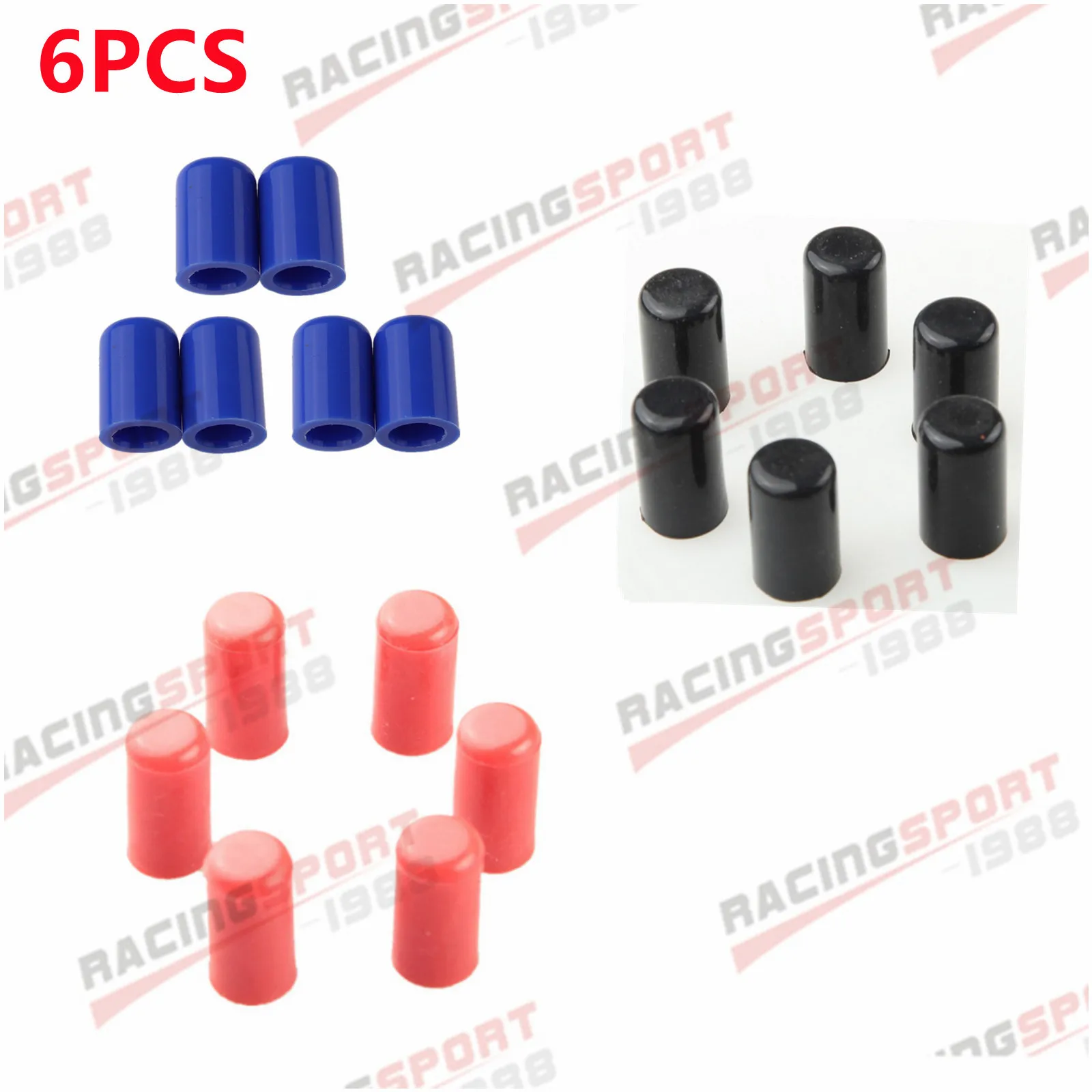 

6PCS Silicone 19mm 3/4" ID Blanking Cap Intake Vacuum Hose End Bung Plug Black/Red/Blue