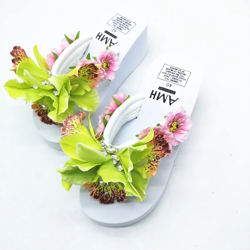 HAHAFLOWER/Новинка; модные летние женские шлепанцы на высоком каблуке; Вьетнамки; пляжная обувь на танкетке; обувь на платформе клиновидный вьетнамки - Цвет: 6