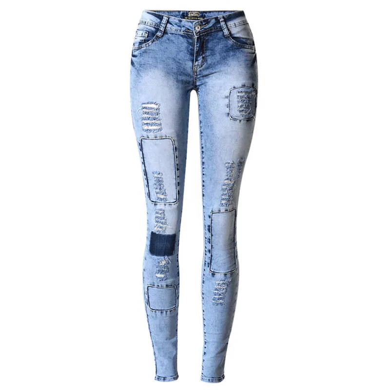 

LOGAMI Ripped Jeans for Women Holes Skinny Jeans Slim Femme Womens Jeans Elastic Patchwork Pantalones Vaqueros Mujer 2021