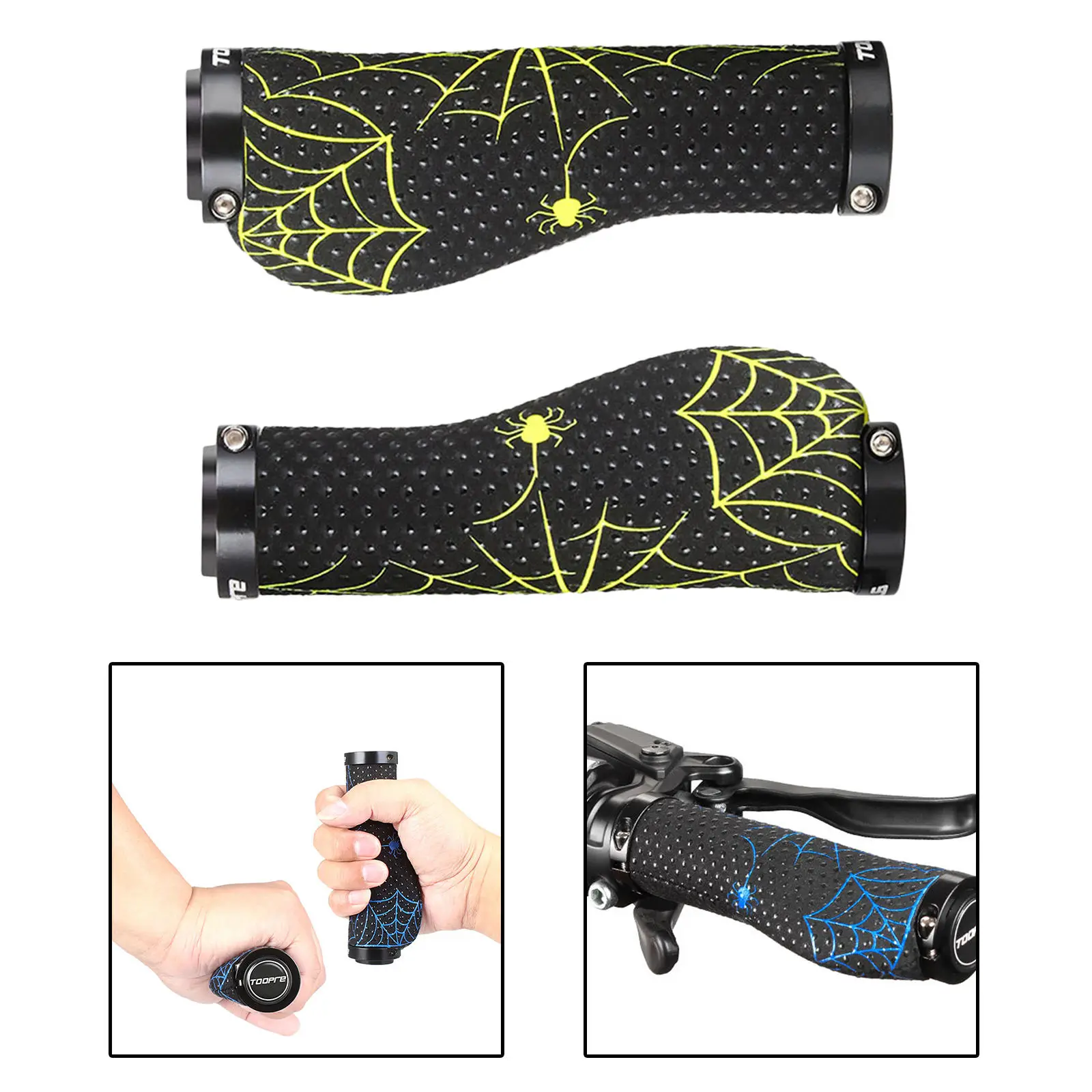

Bike Handlebar Grips, Ergonomic, Aluminum Double Lock-on, Mountain Bike Grips, MTB BMX Downhill Bicycles Grips