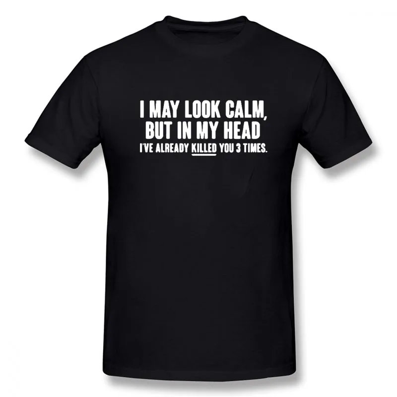 

LOOK CALM FUNNY PRINTED Cool Funny T Shirt Men Short Sleeves Hip Hop Vintaged O-Neck Cotton T Shirts