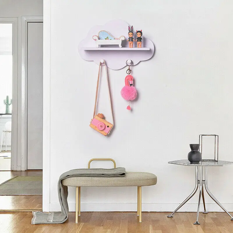 fashion cloud shape wood home kitchen living room accessories hanging storage rack cabinet organizer shelf housekeeper on wall free global shipping