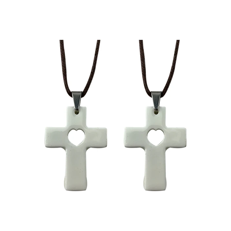 

Quantum Scalar Energy Pendant- White Love Shape Cross Necklace for Women Men Energy Power Health Care Lava Stone Charm Jewelry