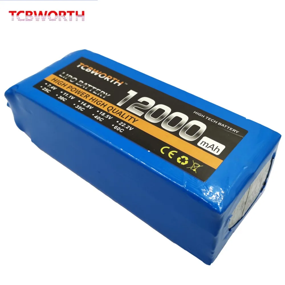 RC LiPo батарея 6S 22,2 V 12000mAh 25C для RC вертолета квадрокоптера автомобиля самолет, танк модели игрушек 6S RC батареи LiPo TCBWORTH