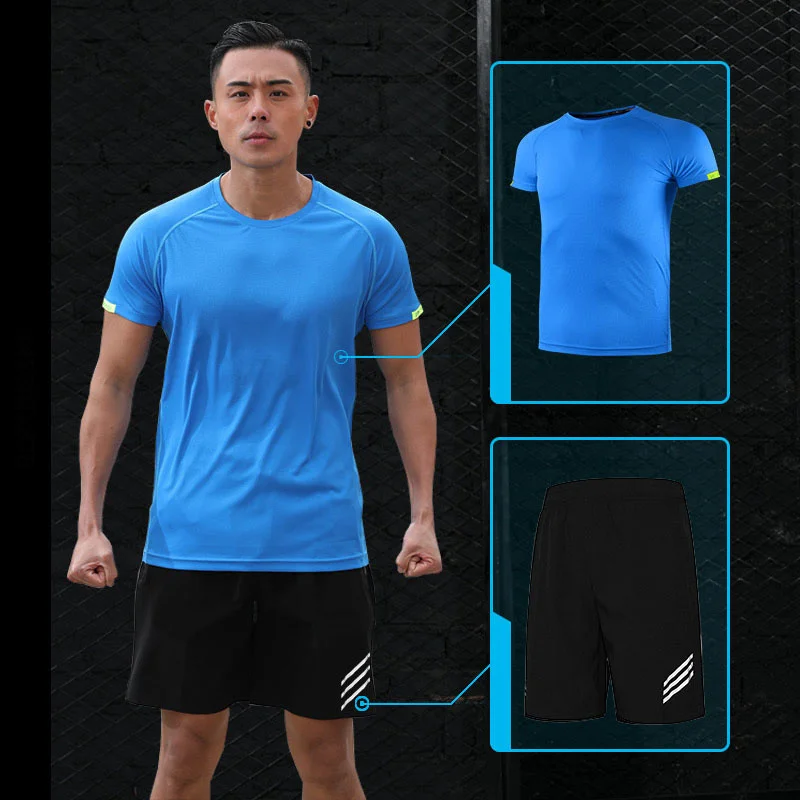 Short sleeve quick drying sports T-shirt suitable for running football basketball and tennis |