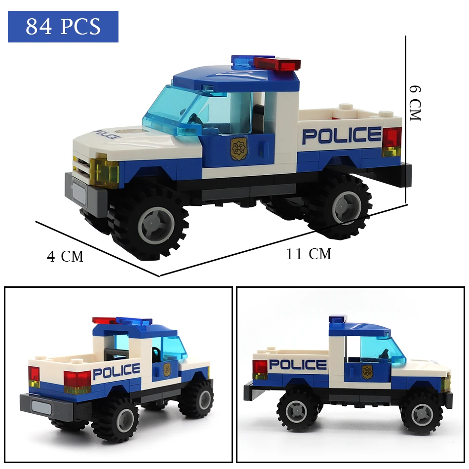 

City Police Station Car Helicopter Cops Vehicles Policeman Figures DIY Educational Building Block Kids Toys Gift