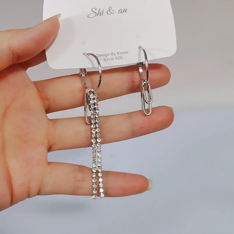 

Fashion Asymmetric Geometric Tassels Earrings For Women Punk individuality Metal Long Chain Hook Earrings Charm Jewelry Gift