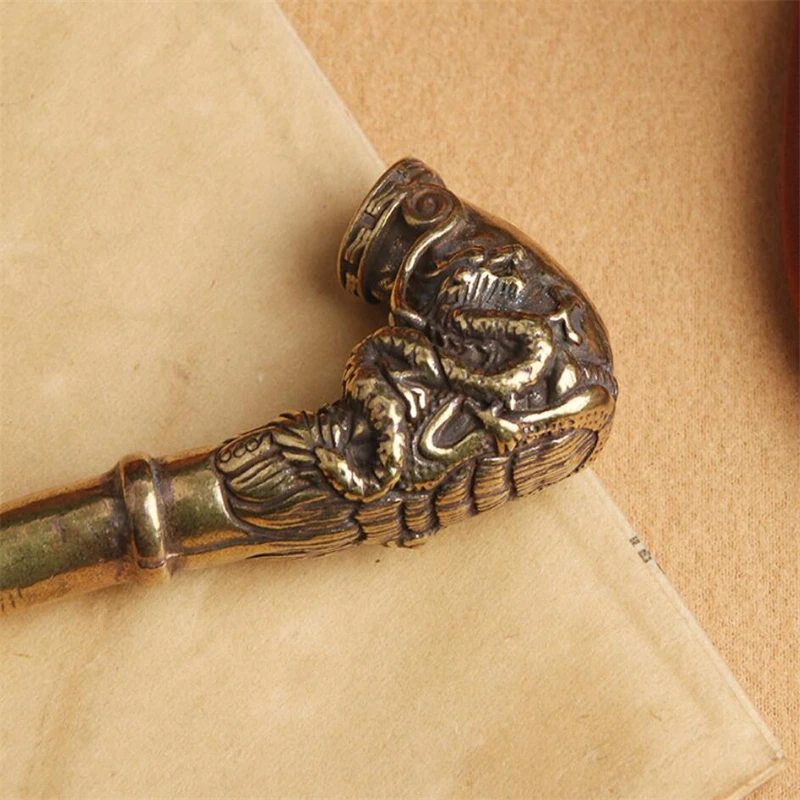 Винтажная латунная курительная трубка изысканный китайский старый антиквариат